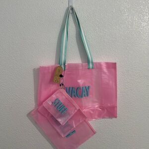 NWT- Twig & Arrow- barbie pink travel tote set (4-piece set)